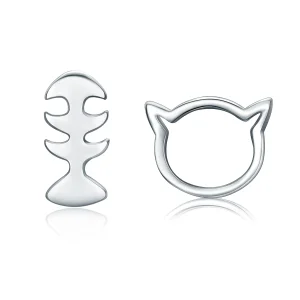 (image for) Pandora Style Silver Cat Love Stud Earrings - SCE128