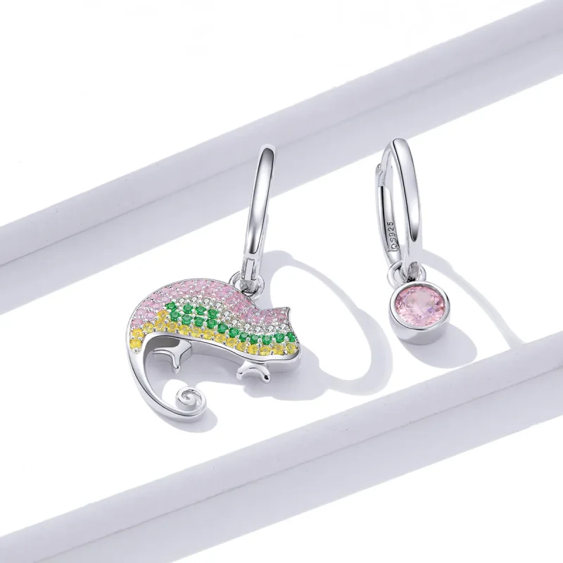 (image for) Pandora Style Silver chameleon Dangle Earrings - BSE368 - View 2