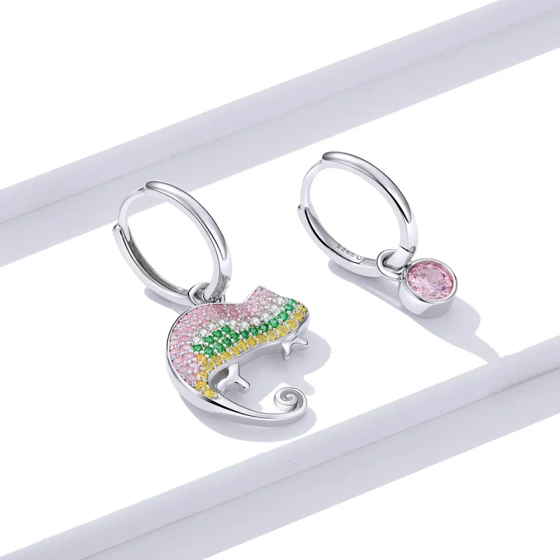 (image for) Pandora Style Silver chameleon Dangle Earrings - BSE368 - View 5