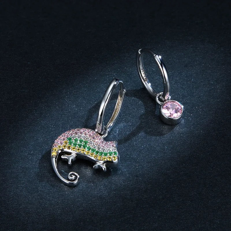 (image for) Pandora Style Silver chameleon Dangle Earrings - BSE368 - View 6