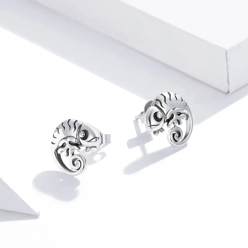 (image for) Pandora Style Silver Chameleon Stud Earrings - SCE949 - View 4