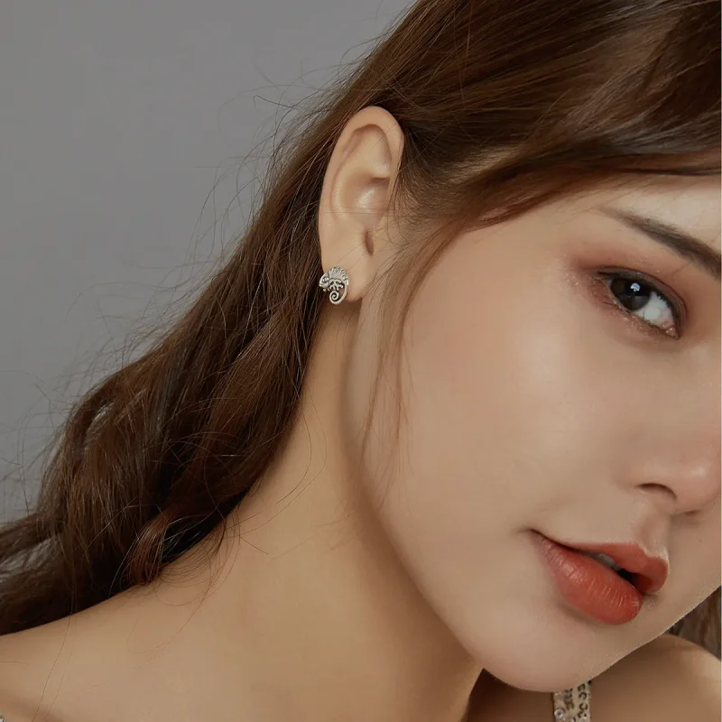 (image for) Pandora Style Silver Chameleon Stud Earrings - SCE949 - View 7