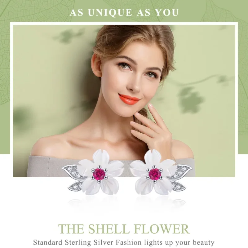 (image for) Pandora Style Silver Cherry Blossom Stud Earrings - BSE055 - View 6