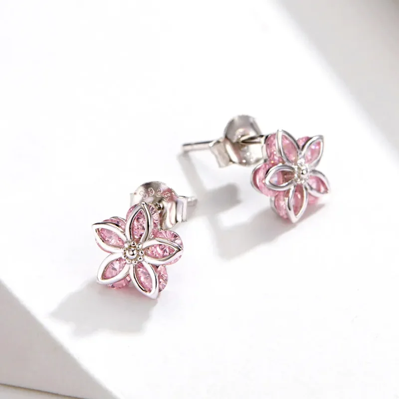(image for) Pandora Style Silver Cherry Blossoms Stud Earrings - SCE644 - View 2