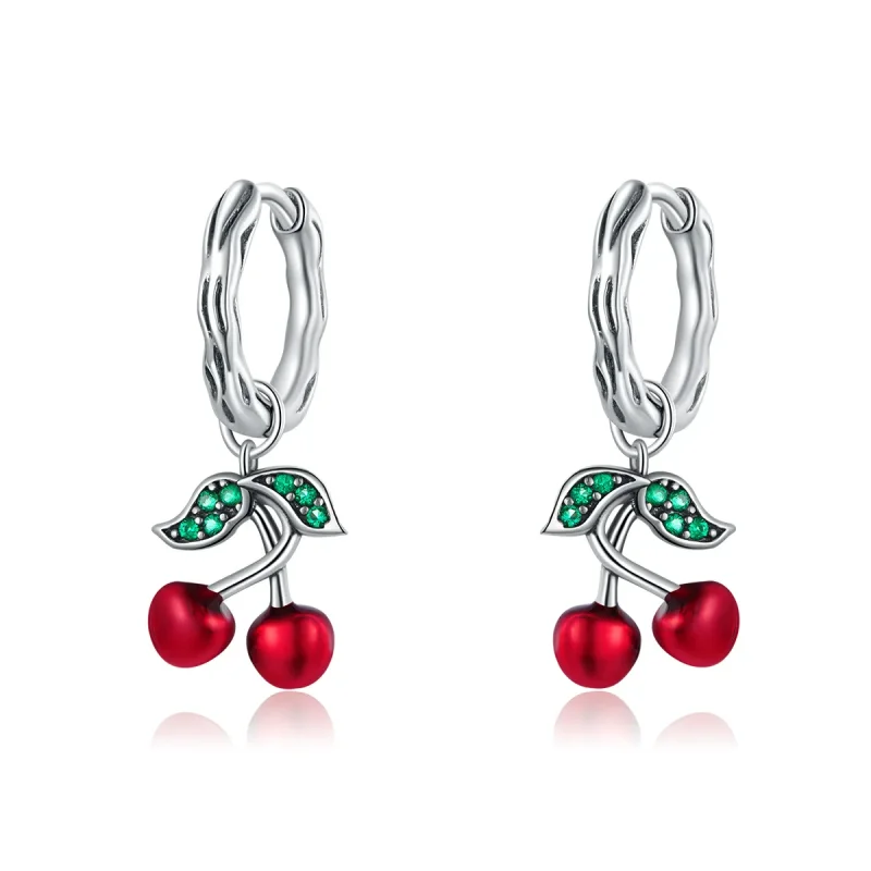 (image for) Pandora Style Silver Cherry Dangle Earrings - SCE905