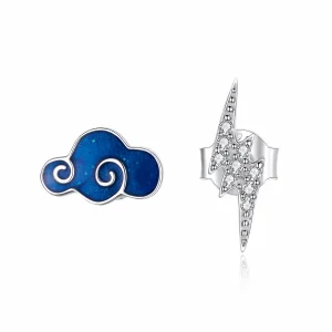 (image for) Pandora Style Silver Clouds And Lightning Stud Earrings - BSE429