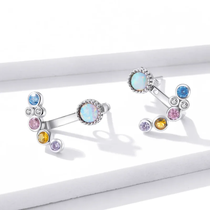 (image for) Pandora Style Silver Coloful Bubbles Stud Earrings - BSE392 - View 4