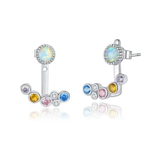 (image for) Pandora Style Silver Coloful Bubbles Stud Earrings - BSE392