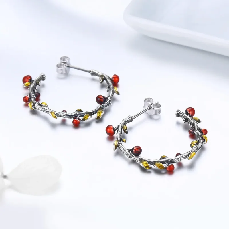 (image for) Pandora Style Silver Color of Autumn Hoop Earrings - SCE443 - View 3