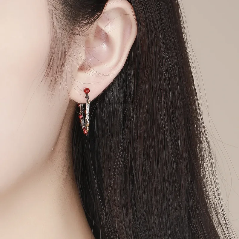 (image for) Pandora Style Silver Color of Autumn Hoop Earrings - SCE443 - View 5