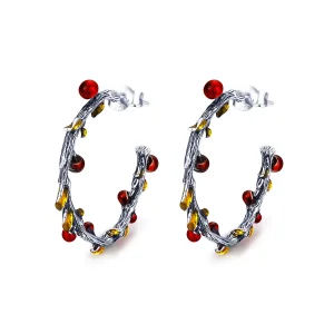Pandora Style Silver Color of Autumn Hoop Earrings - SCE443 (image for) Pandora Style Silver Color of Autumn Hoop Earrings - SCE443