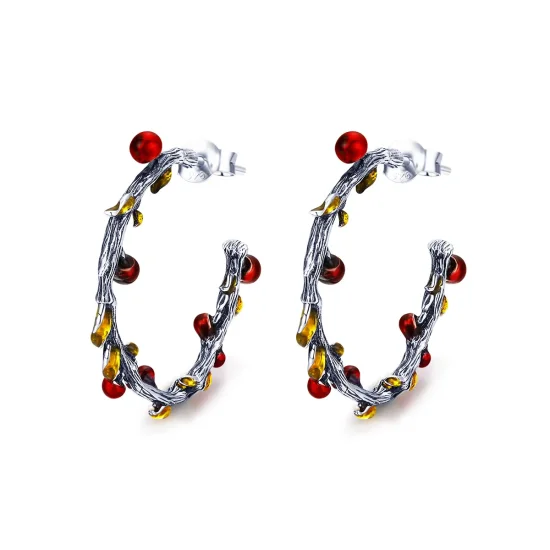 (image for) Pandora Style Silver Color of Autumn Hoop Earrings - SCE443