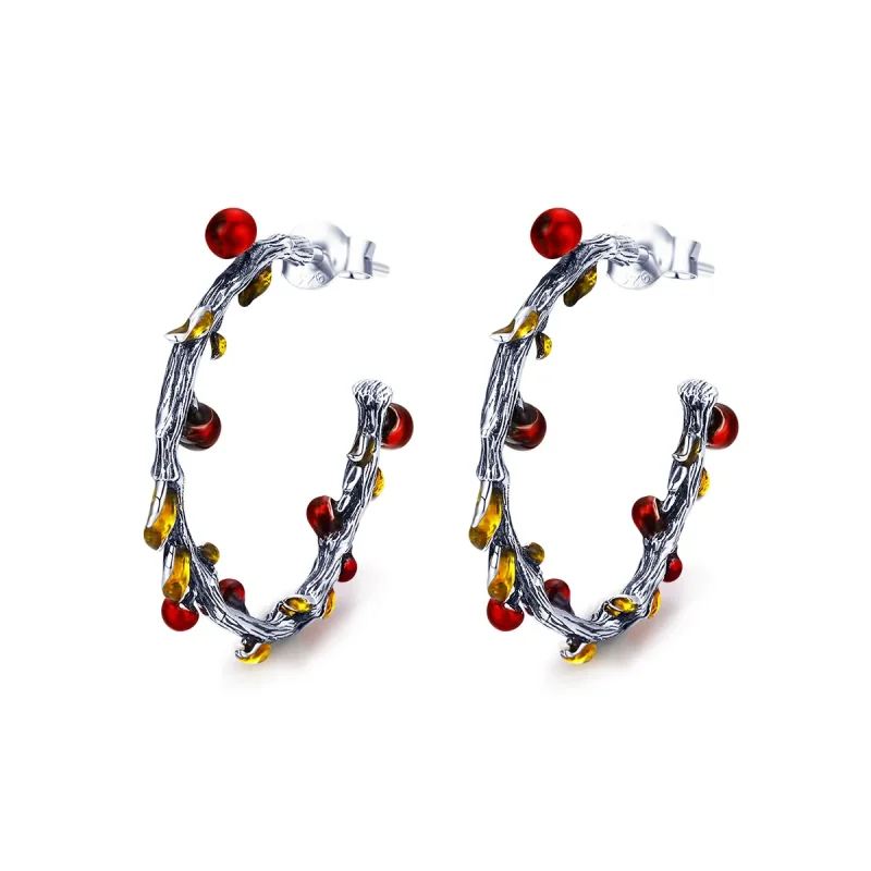 (image for) Pandora Style Silver Color of Autumn Hoop Earrings - SCE443