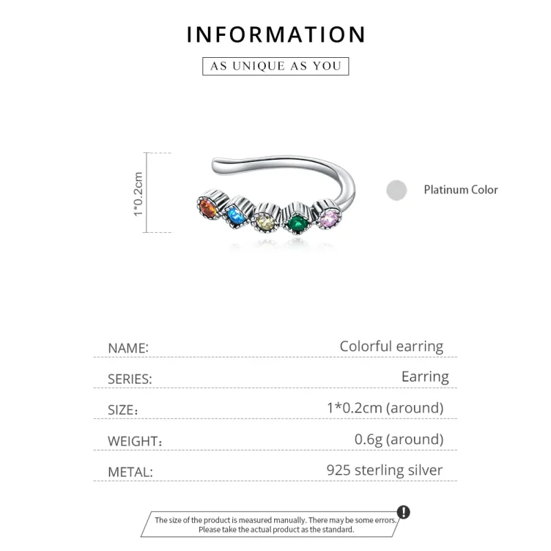 (image for) Pandora Style Silver Colorful Ear clip - SCE1064 - View 3