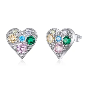 (image for) Pandora Style Silver Colorful Love Stud Earrings - SCE890