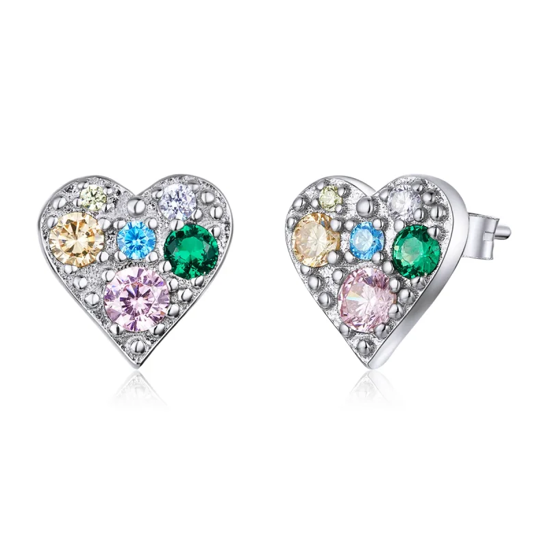 (image for) Pandora Style Silver Colorful Love Stud Earrings - SCE890