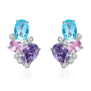 (image for) Pandora Style Silver Colorful Zircon Stud Earrings - SCE579