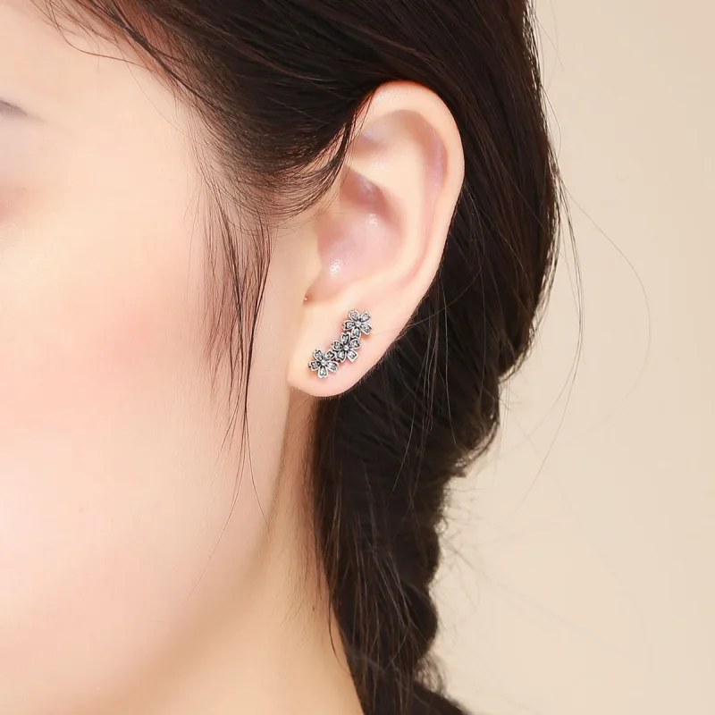 (image for) Pandora Style Silver Contracted Daisy Stud Earrings - SCE419 - View 6