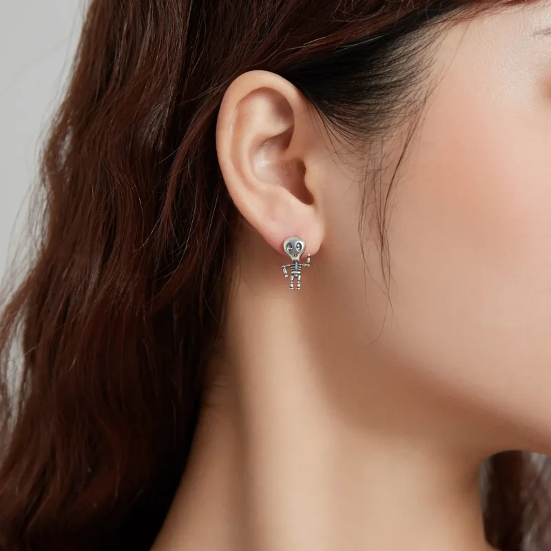 (image for) Pandora Style Silver Cool Skeleton Stud Earrings - SCE1110 - View 7