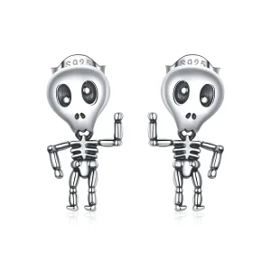 (image for) Pandora Style Silver Cool Skeleton Stud Earrings - SCE1110
