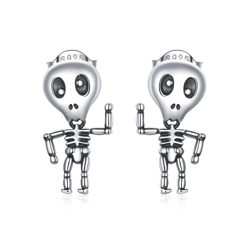 (image for) Pandora Style Silver Cool Skeleton Stud Earrings - SCE1110