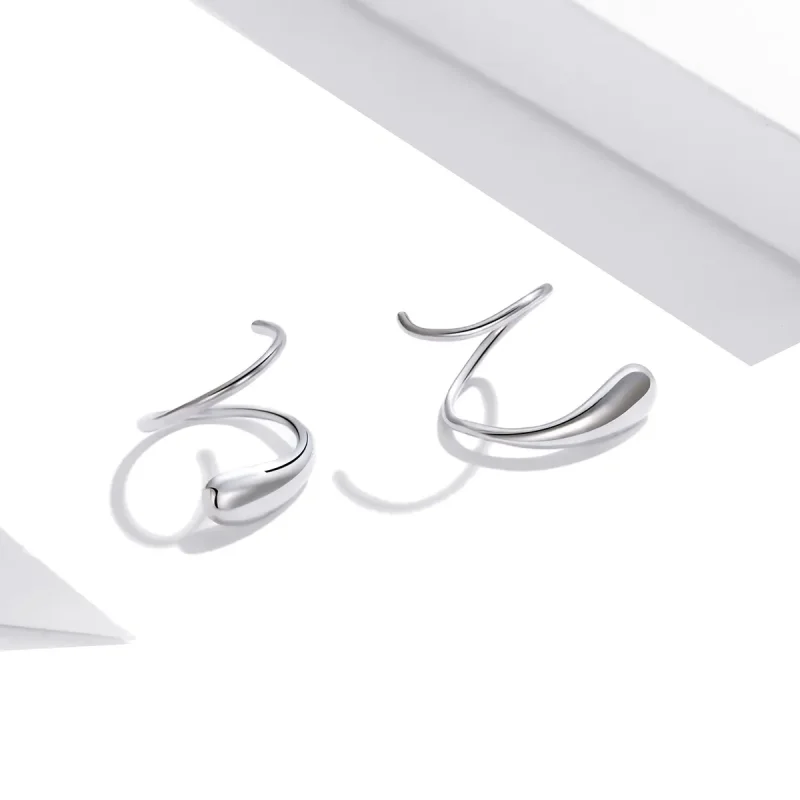 (image for) Pandora Style Silver Creative Water Droplets Stud Earrings - SCE1130 - View 2