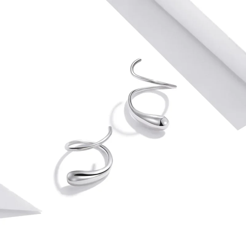 (image for) Pandora Style Silver Creative Water Droplets Stud Earrings - SCE1130 - View 3