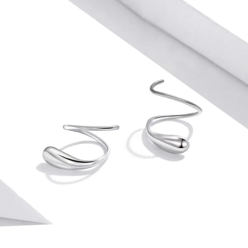(image for) Pandora Style Silver Creative Water Droplets Stud Earrings - SCE1130 - View 4