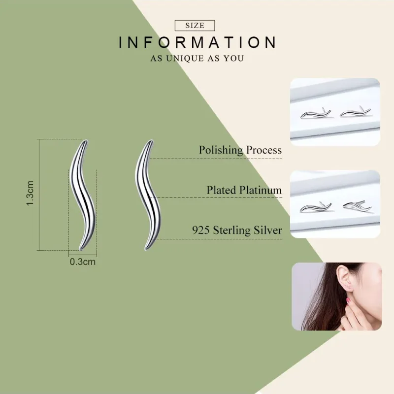 (image for) Pandora Style Silver Curves Stud Earrings - SCE600 - View 3