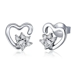 Pandora Style Silver Cute Cat Paw Stud Earrings - SCE415 (image for) Pandora Style Silver Cute Cat Paw Stud Earrings - SCE415