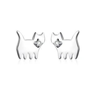 Pandora Style Silver Cute Cat Stud Earrings - SCE656 (image for) Pandora Style Silver Cute Cat Stud Earrings - SCE656