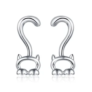 (image for) Pandora Style Silver Cute Cats Stud Earrings - SCE564
