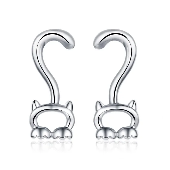 (image for) Pandora Style Silver Cute Cats Stud Earrings - SCE564