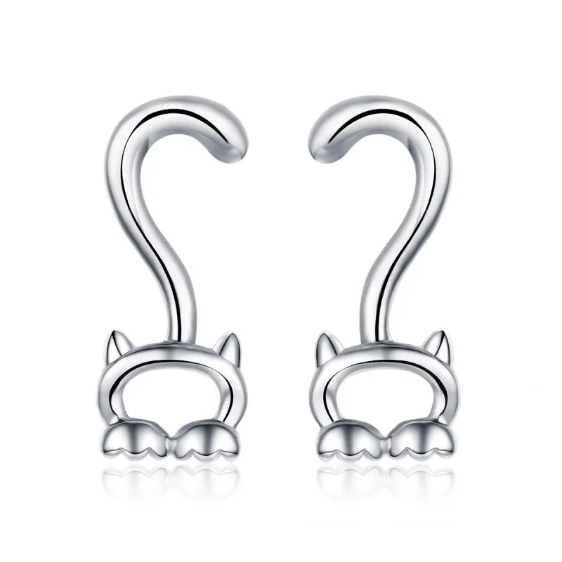 (image for) Pandora Style Silver Cute Cats Stud Earrings - SCE564