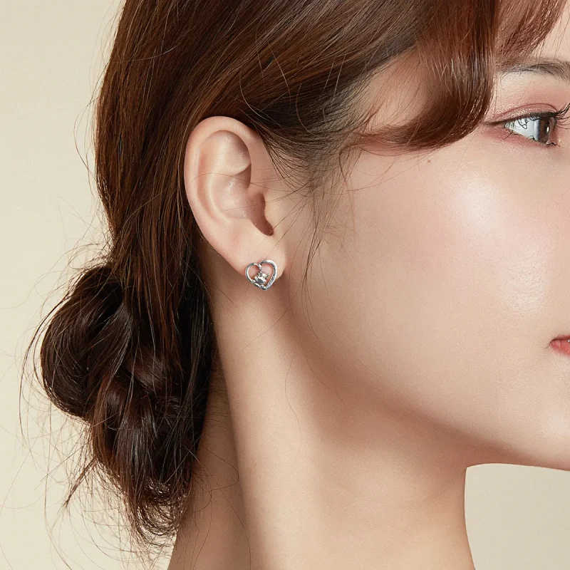 (image for) Pandora Style Silver Cute Cow Stud Earrings - SCE984 - View 5