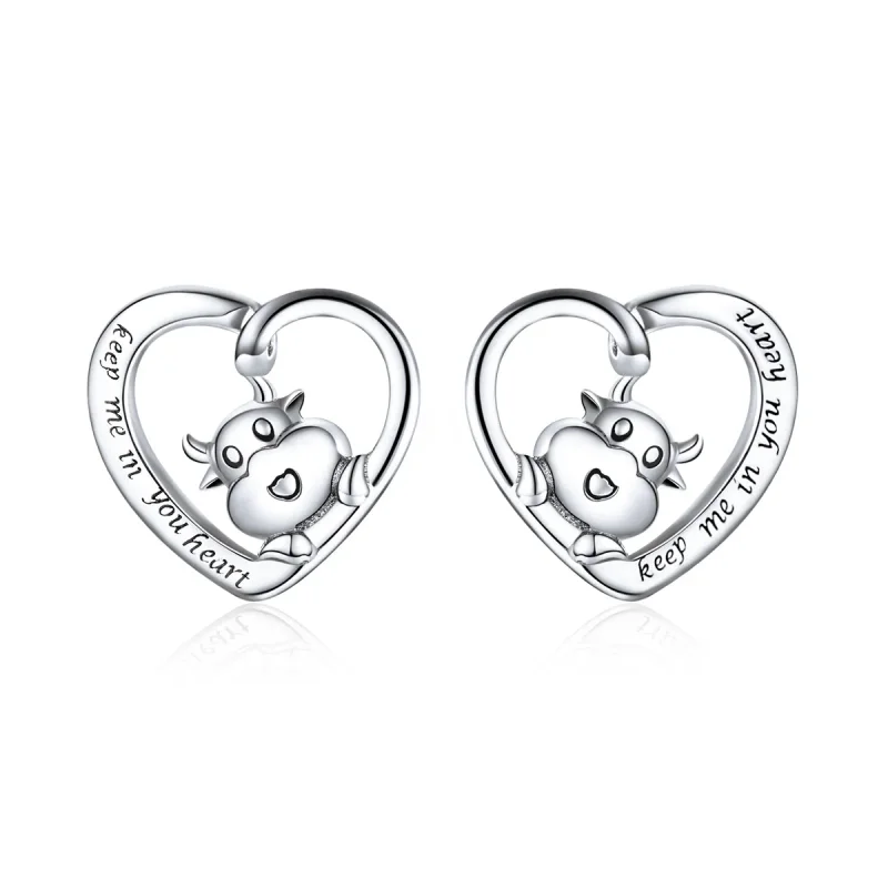 (image for) Pandora Style Silver Cute Cow Stud Earrings - SCE984