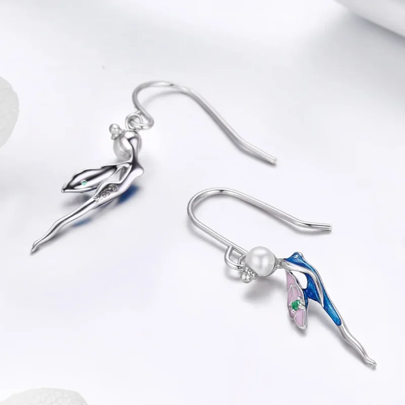 (image for) Pandora Style Silver Cute Fairy Hanging Earrings - SCE378 - View 4
