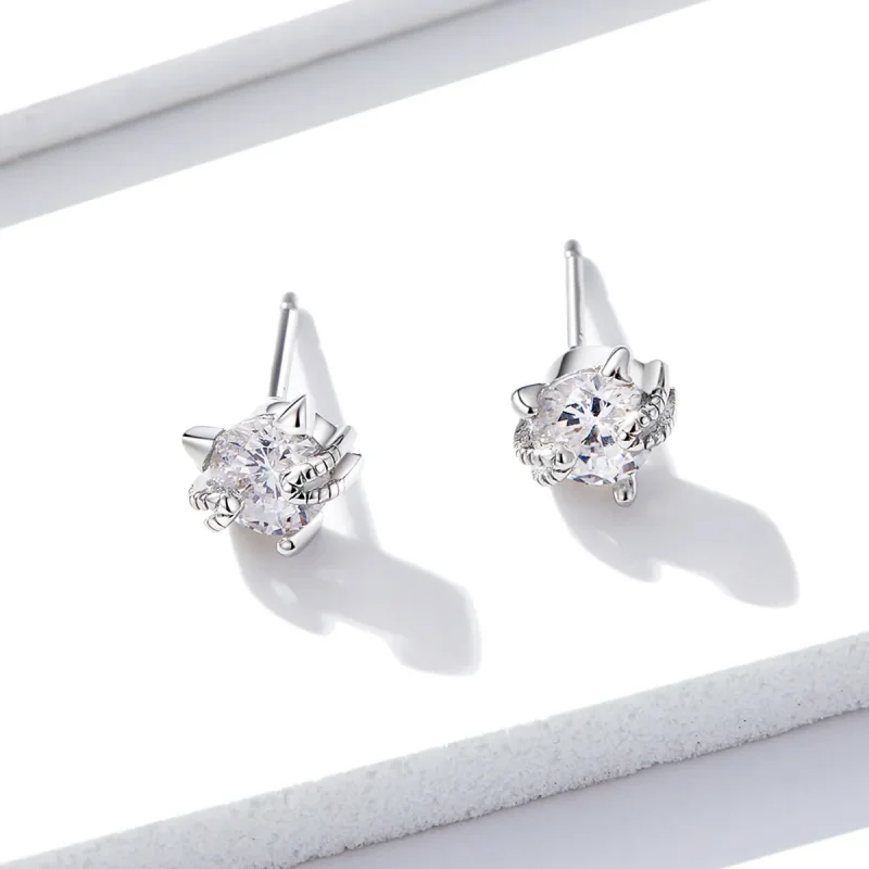 (image for) Pandora Style Silver Cute Kitten Stud Earrings - BSE205 - View 4
