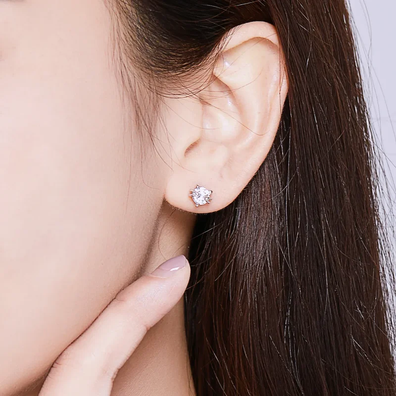 (image for) Pandora Style Silver Cute Kitten Stud Earrings - BSE205 - View 6
