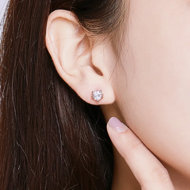 (image for) Pandora Style Silver Cute Kitten Stud Earrings - BSE205 - View 7