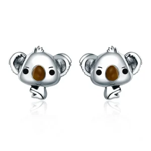 Pandora Style Silver Cute Koala Stud Earrings - SCE381 (image for) Pandora Style Silver Cute Koala Stud Earrings - SCE381