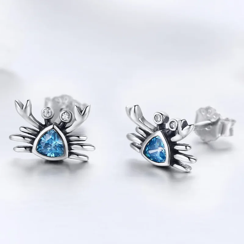 (image for) Pandora Style Silver Cute Little Crab Stud Earrings - SCE413 - View 2