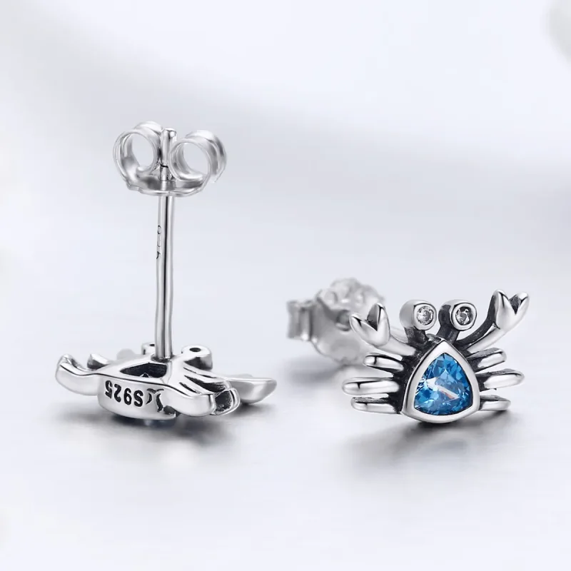 (image for) Pandora Style Silver Cute Little Crab Stud Earrings - SCE413 - View 3