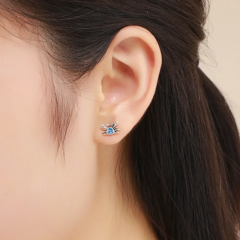 (image for) Pandora Style Silver Cute Little Crab Stud Earrings - SCE413 - View 4