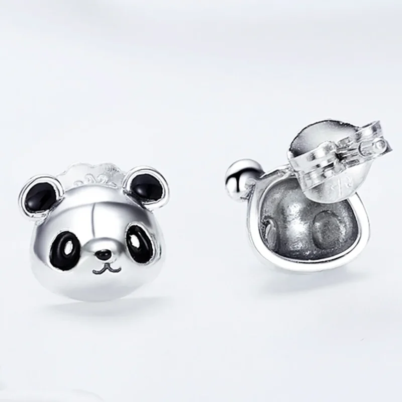 (image for) Pandora Style Silver Cute Panda Stud Earrings - SCE386 - View 4