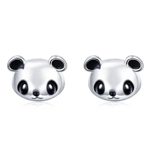 Pandora Style Silver Cute Panda Stud Earrings - SCE386 (image for) Pandora Style Silver Cute Panda Stud Earrings - SCE386