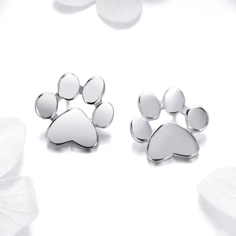 (image for) Pandora Style Silver Cute Paw Stud Earrings - SCE407-2 - View 2