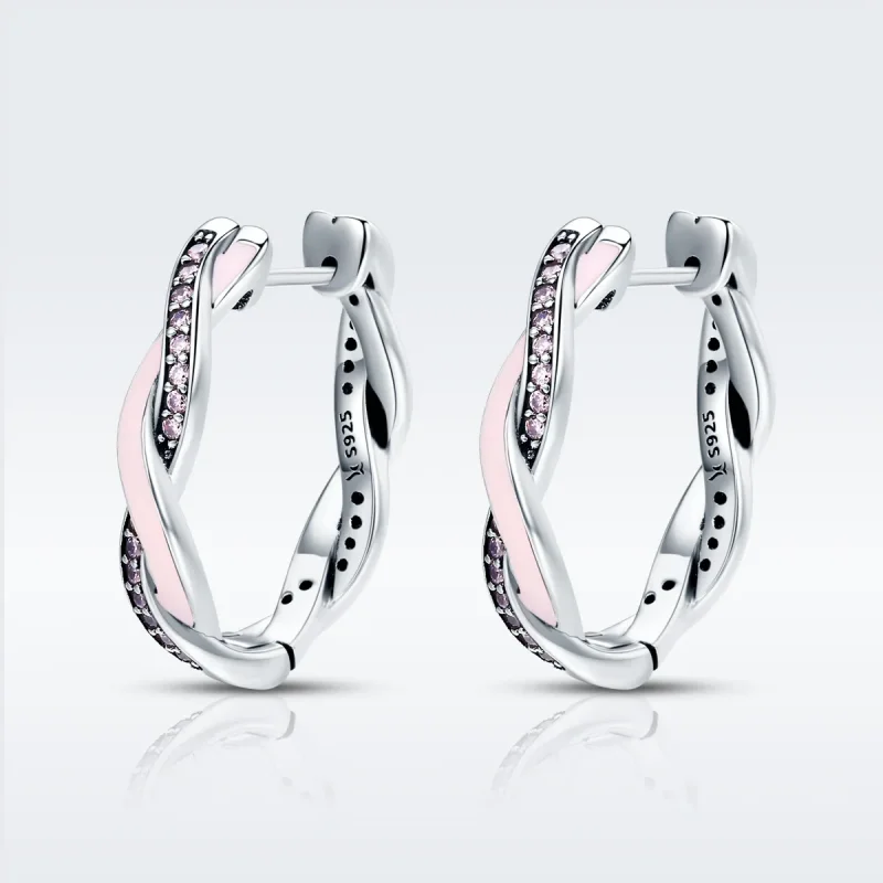 (image for) Pandora Style Silver Cute Rabbit Hoop Earrings - SCE297 - View 3