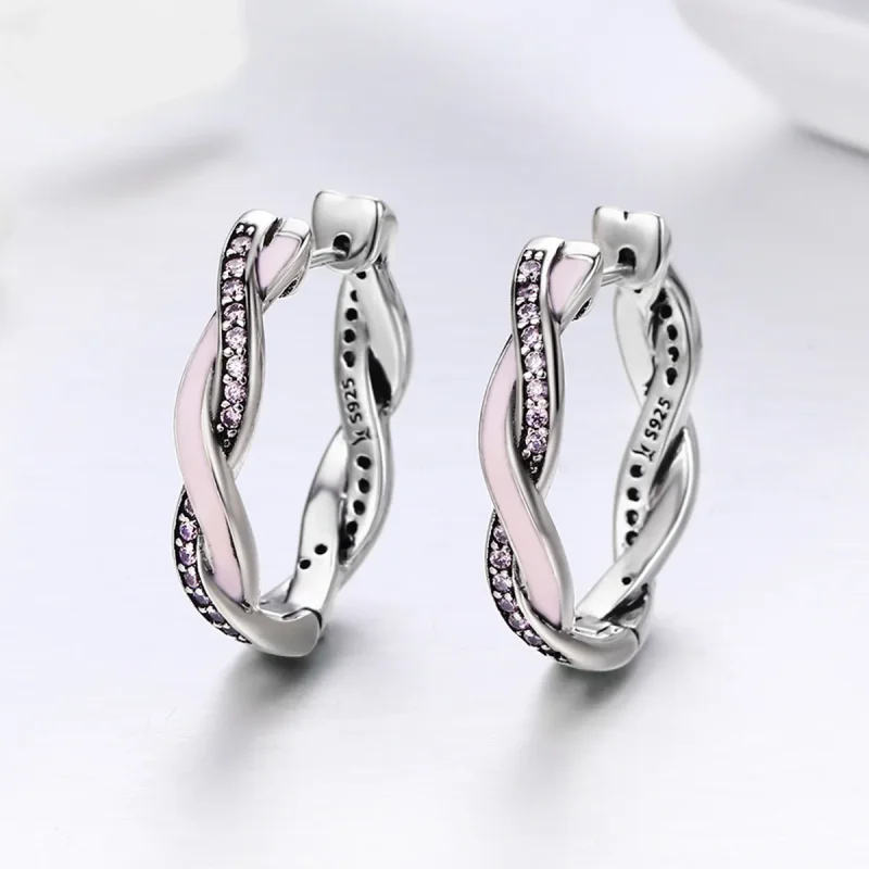 (image for) Pandora Style Silver Cute Rabbit Hoop Earrings - SCE297 - View 4