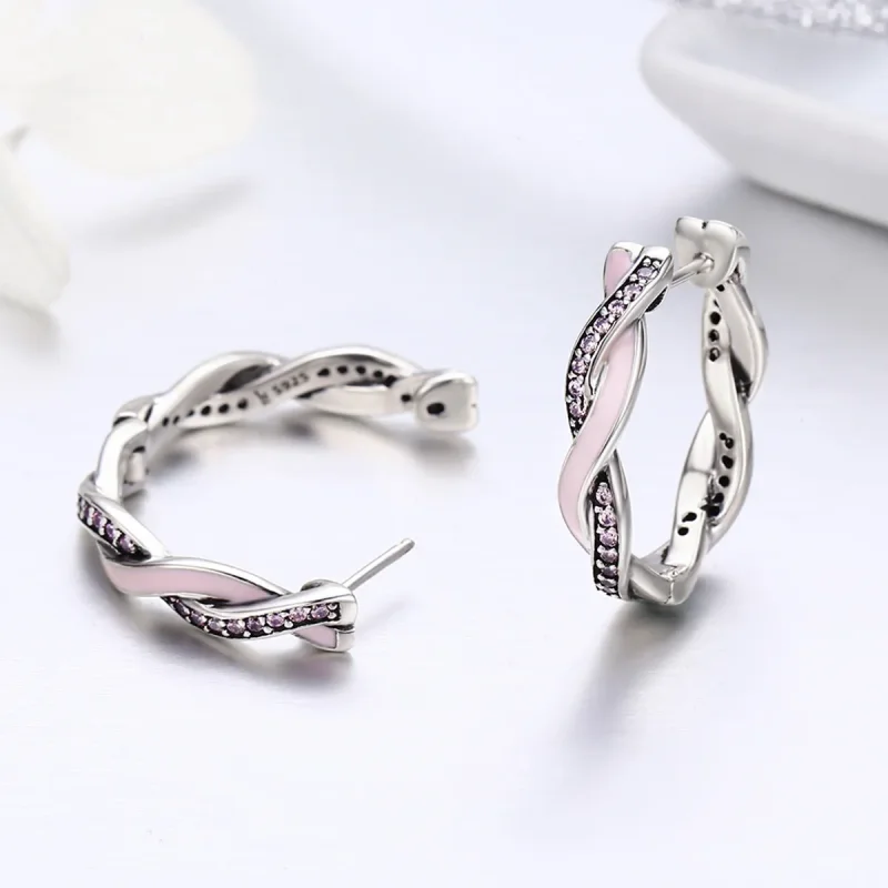 (image for) Pandora Style Silver Cute Rabbit Hoop Earrings - SCE297 - View 5